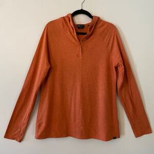Prana Pink Orange Quarter Snap Long Sleeve Pullover Gorpcore Women's size Large